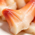 Raw geoduck siphon meat with pale pink and white flesh